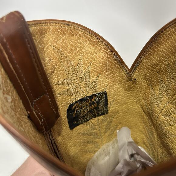 Vintage Tony Lama Leather Cowboy Boots Gold Label “Brown” main image 7